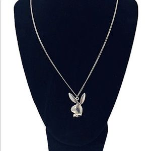 Silver Playboy Bunny Pendant Necklace